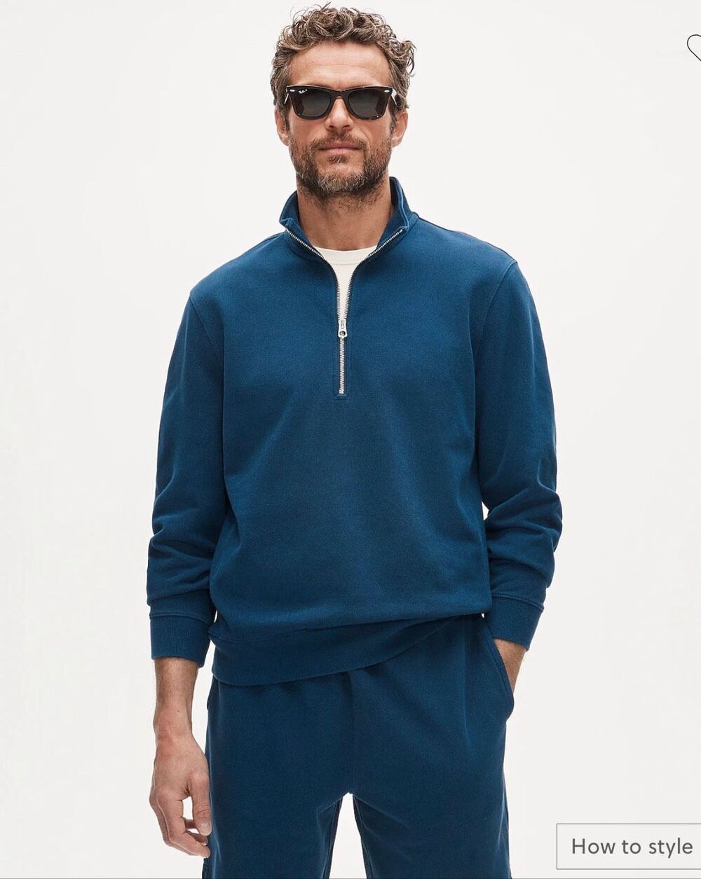 J. Crew Washed court terry quarter-zip pullover Nantucket Navy NWT Size Small